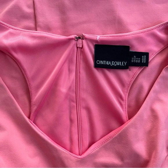 Cynthia Rowley Womens Mini Dress Pink Small Sculpted  Sheath V-Neck‎ Sleeveless - Picture 9 of 17